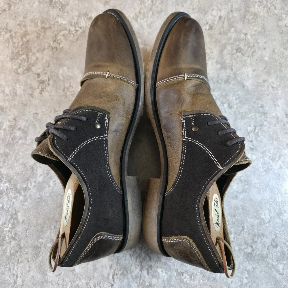 Bed Stu Brown Leather Derby Oxfords Men's Size 11 Dress Distressed Shoes Grunge